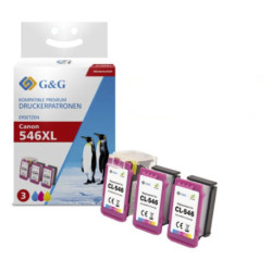 G&G Eco Saver 3 en 1 - Pack de 3 cartouches compatibles CANON CL-546XL Couleur